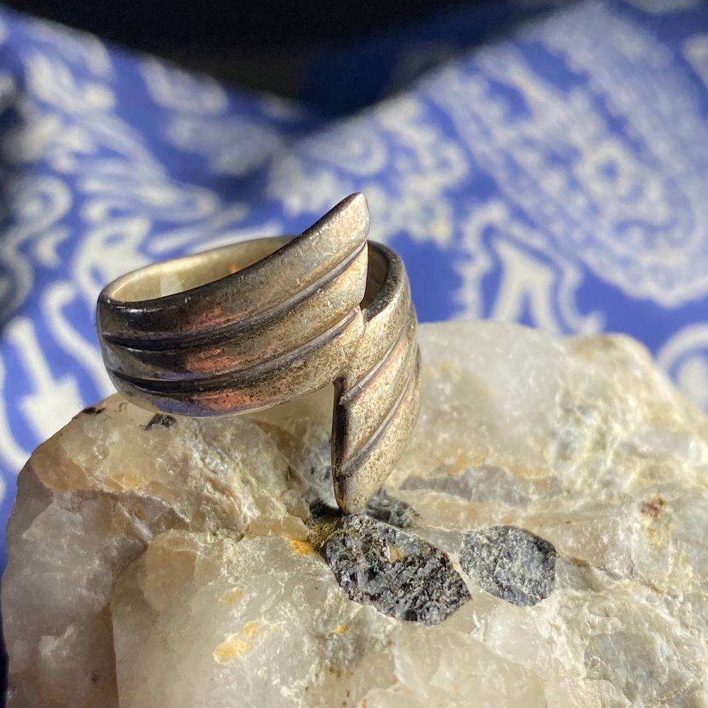 Sterling Silver Geometric Wrap Ring Unmarked - image 2